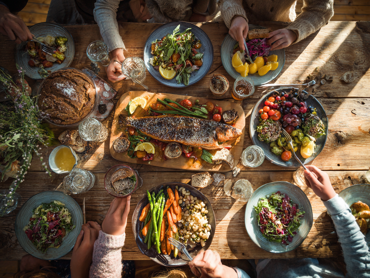 Здорова сім'я готує разом збалансований обід